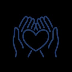 Icon of a heart held in hands
